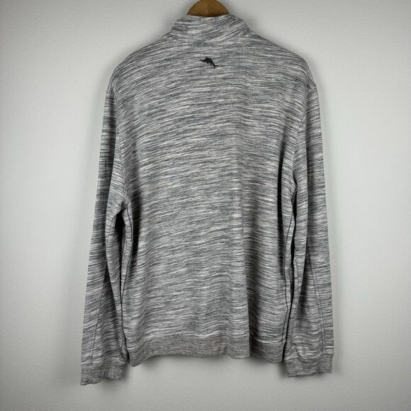 Tommy Bahama 1/4 Zip Pullover Sweater Mens XL Heather Gray Cotton Long Sleeve - Picture 5 of 7